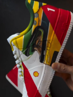 [Custom Senna] Air Force 1 Low - Top Unisex Skateboarding Shoes White/Red - Image 2