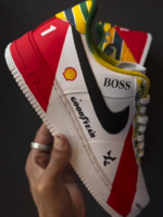 [Custom Senna] Air Force 1 Low - Top Unisex Skateboarding Shoes White/Red - Image 3